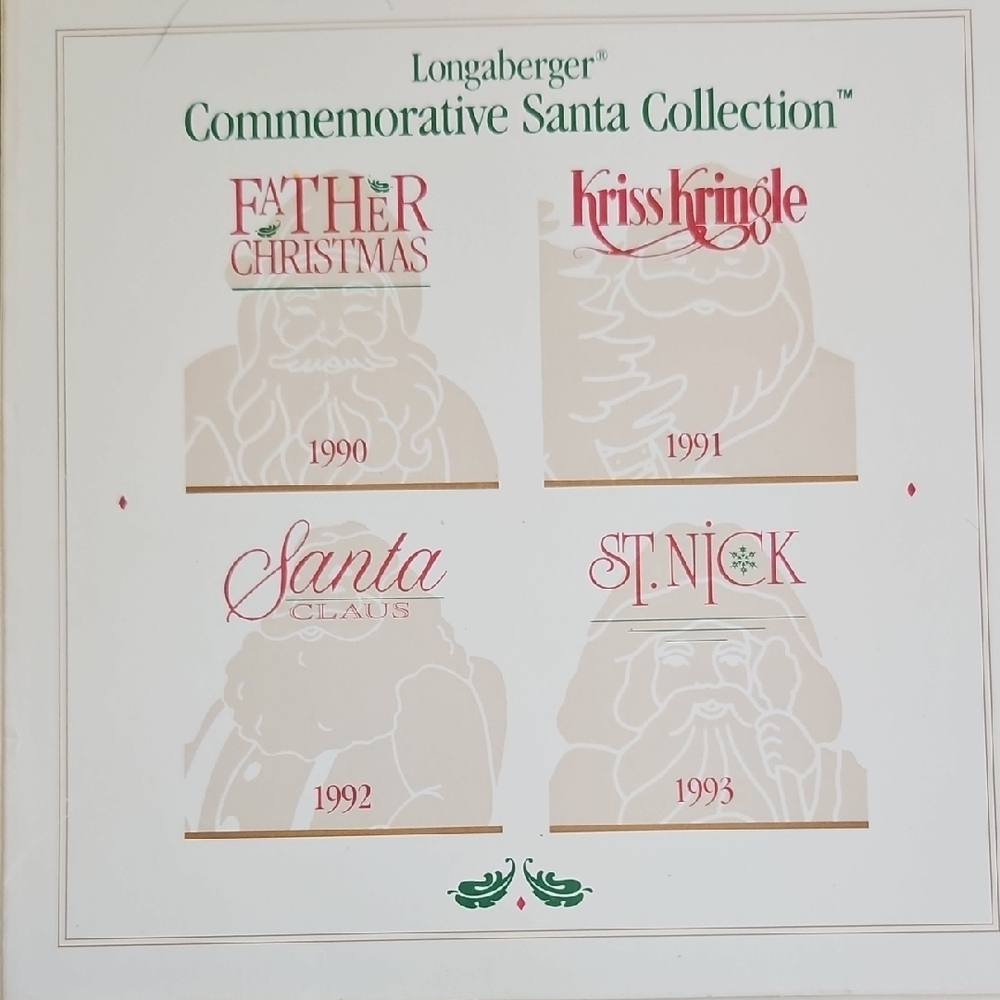Longaberger 1993 Commemoarative Pewter Santa Ornament Collection In Box